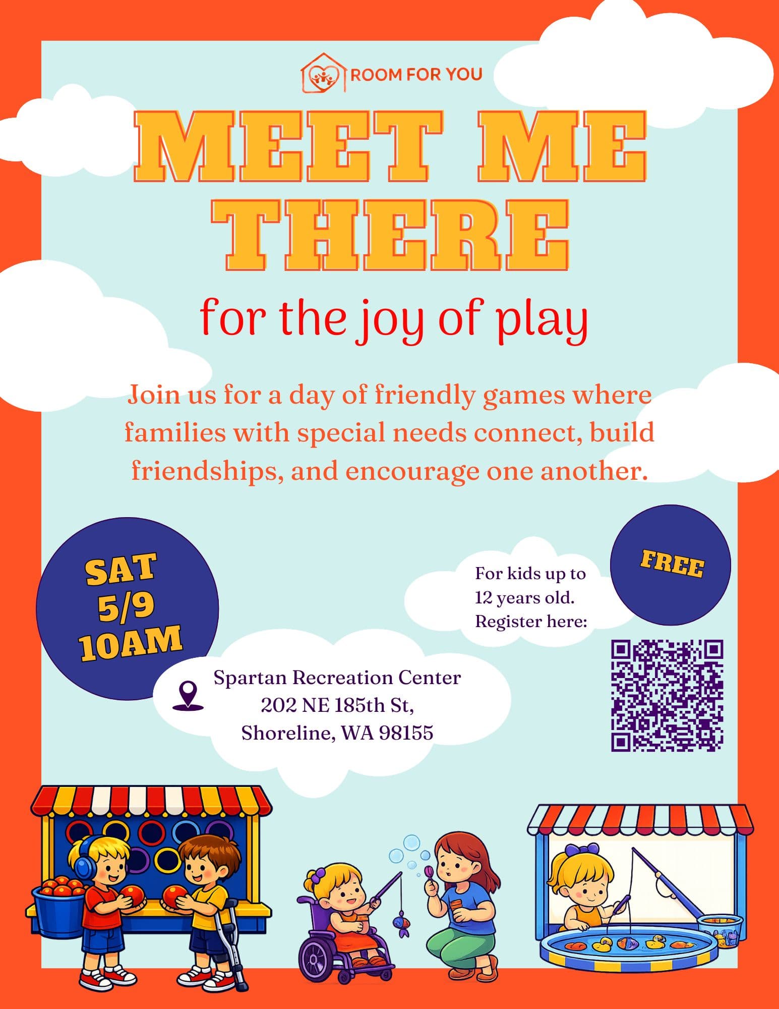 Meet Me There for the joy of play — Saturday May 9 at 10AM, Spartan Recreation Center, Shoreline WA. Free event for kids up to 12.